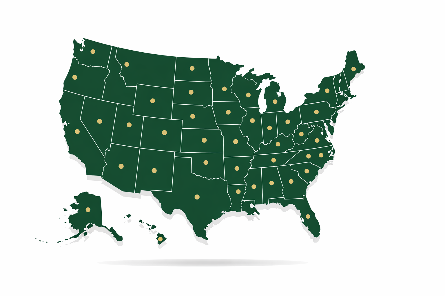 Map of the United States showing Green Capital Funding coverage in all 50 states